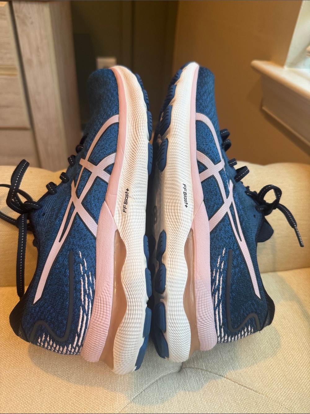 ASICS Women's Gel-Nimbus 24 Navy & Pink Running Sneakers - Picture 2 of 9